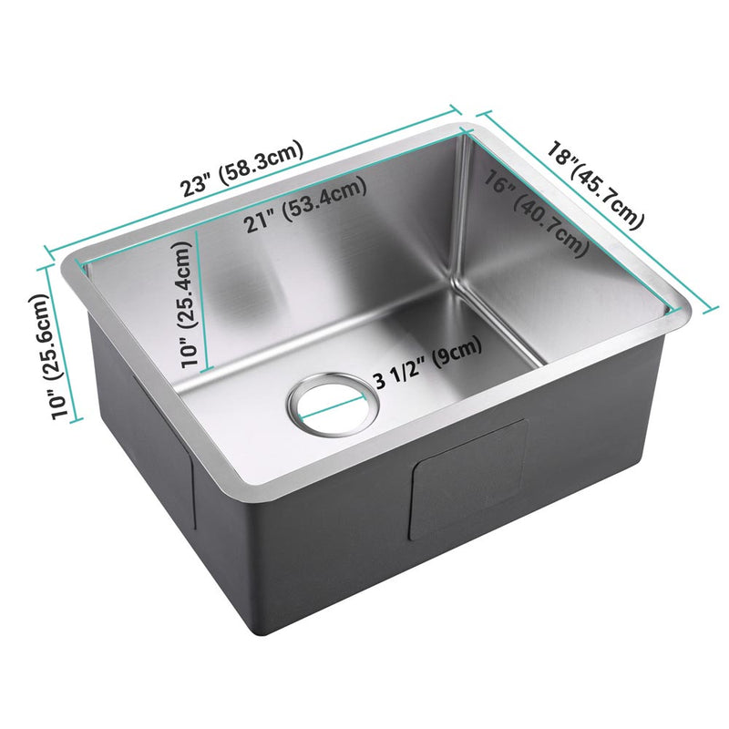 23" Undermount Single Stainless Kitchen Sink with Drain Basin Rack