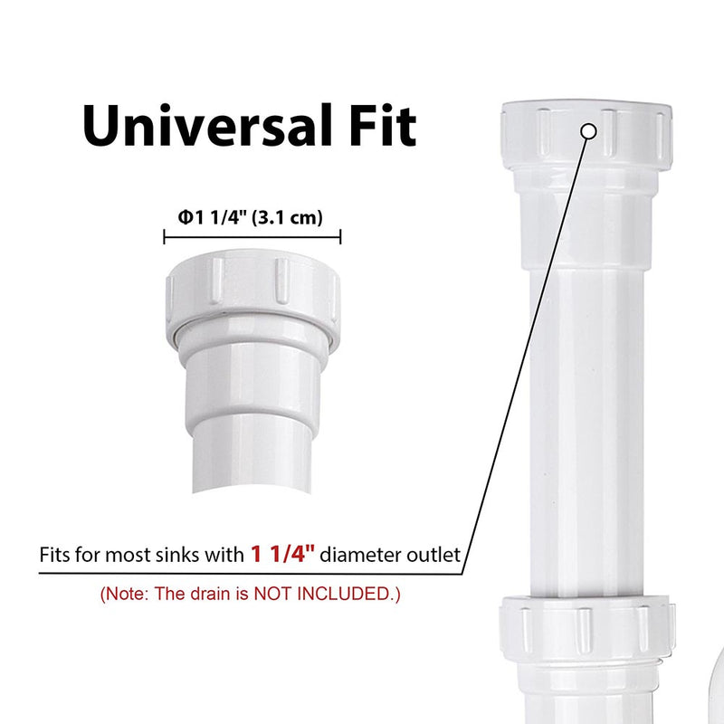 Aquaterior 1 1/4" S-Trap Slip-Joint Plumbing Traps ABS Plastic
