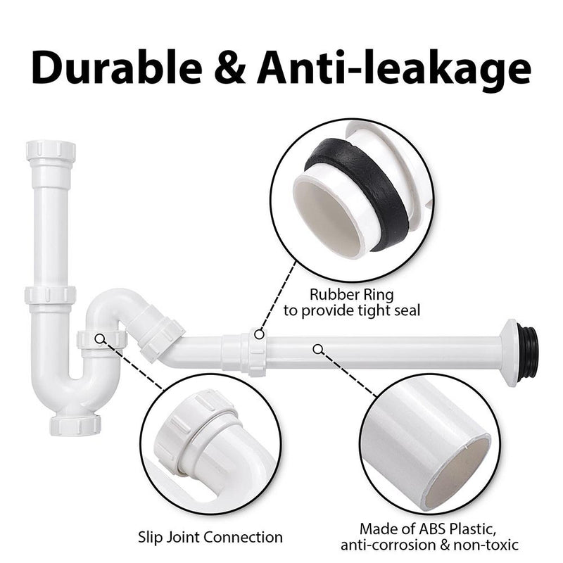 Aquaterior 1 1/4" S-Trap Slip-Joint Plumbing Traps ABS Plastic