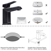 Aquaterior Bathroom Faucet Square Single Handle 6.8"H