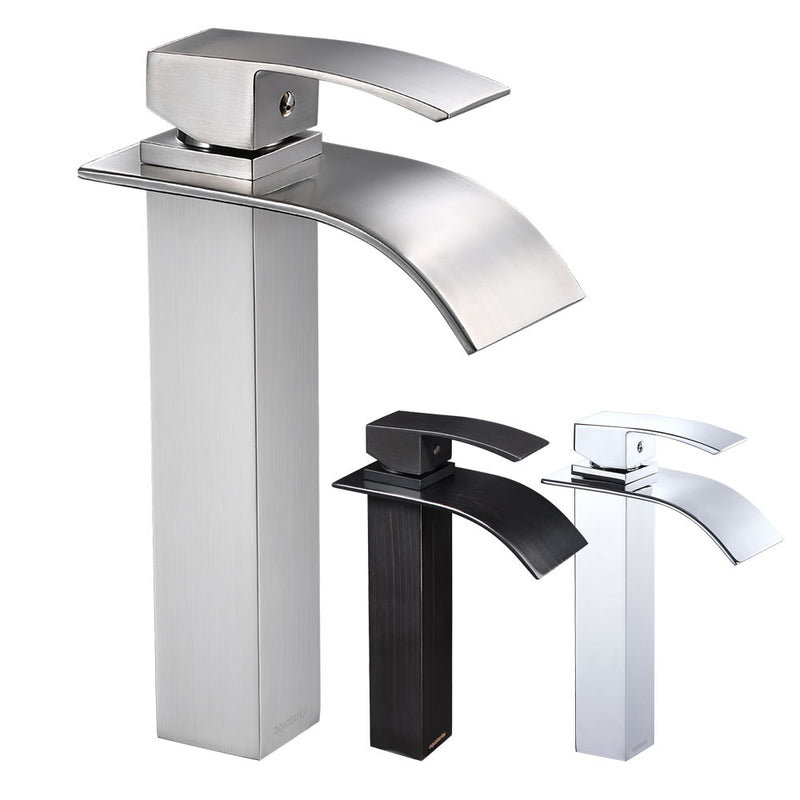 Aquaterior Vessel Faucet Waterfall Single-Hole 10"H