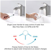 Aquaterior Bathroom Faucet Single-Hole Square 7"H