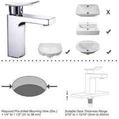 Aquaterior Bathroom Faucet Single-Hole Square 7.5