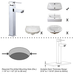 Aquaterior Bathroom Vessel Faucet Single-Hole 12