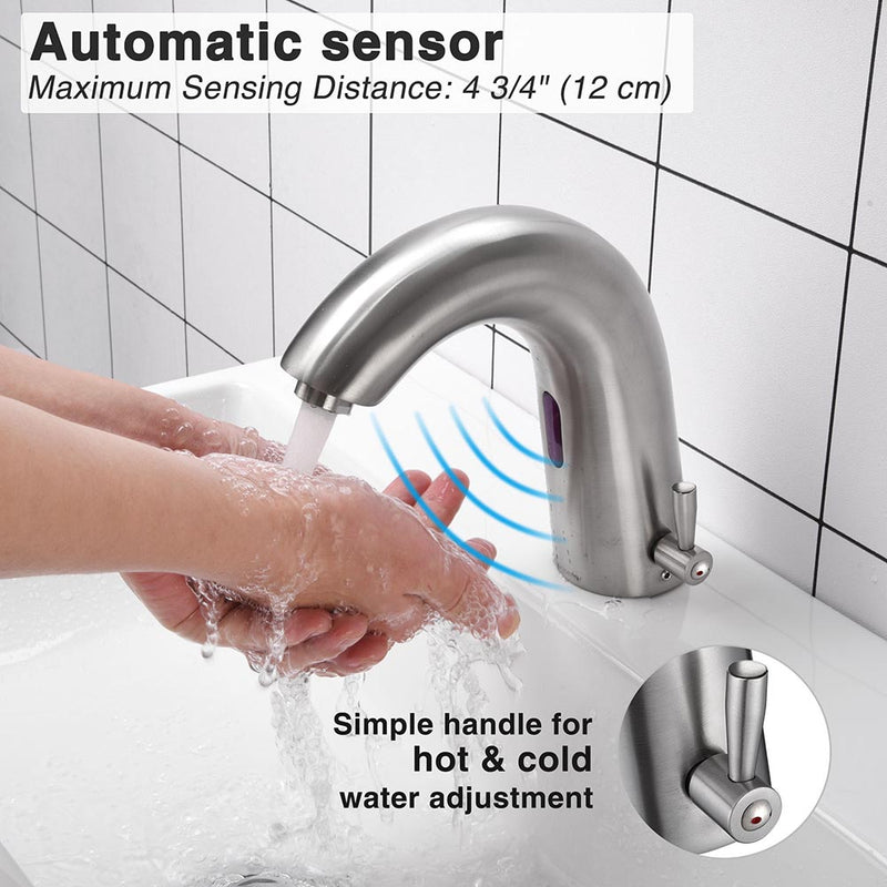 Auto Sensor Touchless Bathroom Faucet Hot & Cold 7"