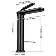 Tall Vessel Sink Faucet Single-Hole 12"H