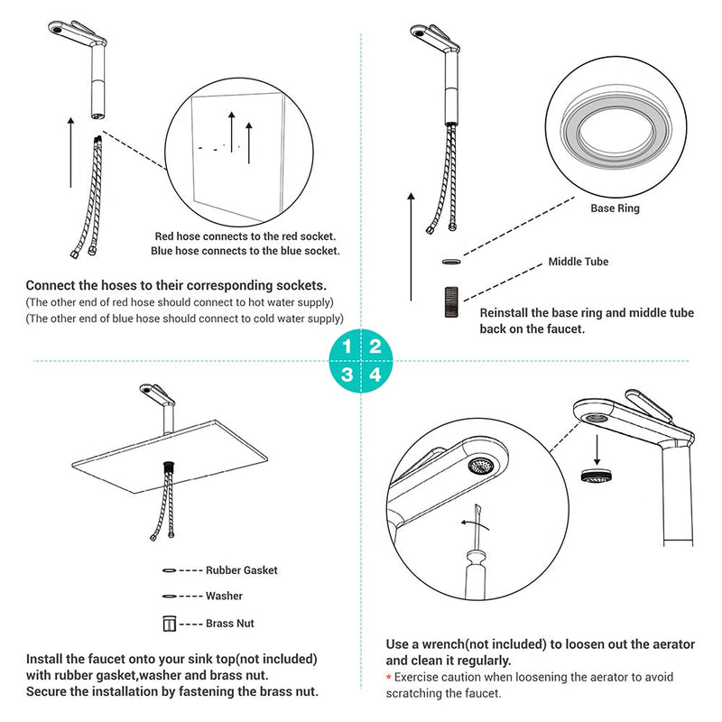 Tall Vessel Sink Faucet Single-Hole 12"H