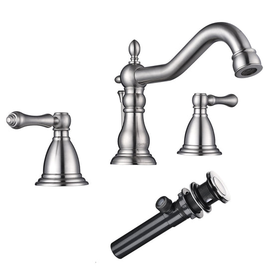 DIY Bathroom Widespread Faucet with Drain 2-Handle 6"H