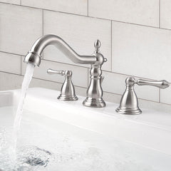Aquaterior Bathroom Widespread Faucet with Drain 2-Handle 6