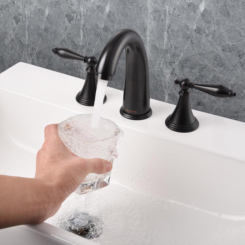Aquaterior Bathroom Widespread Faucet 2-Handle Hot & Cold 6.7"H